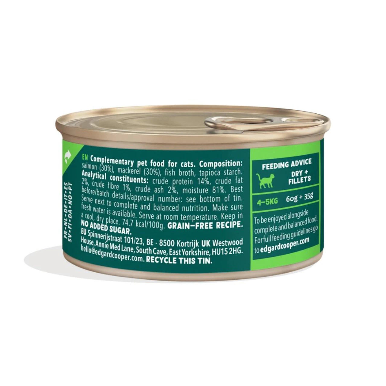 Edgard & Cooper kattefilet laks og makrel i bouillon 70 g